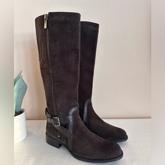 Aquatalia Shoes - New AQUATALIA Brown Suede Trim Embellished Knee Height Riding Boots Women’s 11
